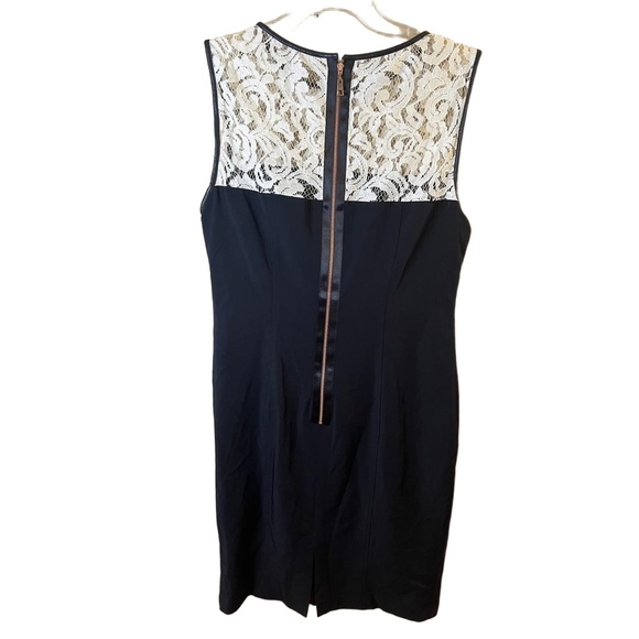 Basler Black And White Lace Front Panel Knee Length Sleeveless Sheath Dress 40 - Picture 5 of 10